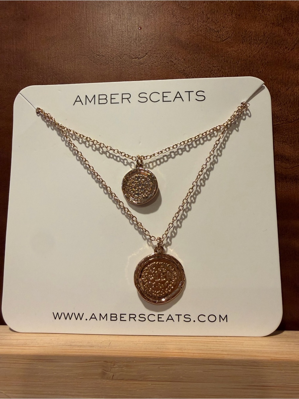 Amber Sceats Gold Layered Coin Pendant Necklace NWT